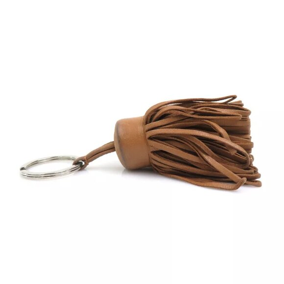 Auth HERMES Carmen Key Ring Holder Brown/Silver Leather/Metal - e60125a - Picture 2 of 9